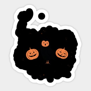 Beautiful design of an owl with two pumpkins Sticker